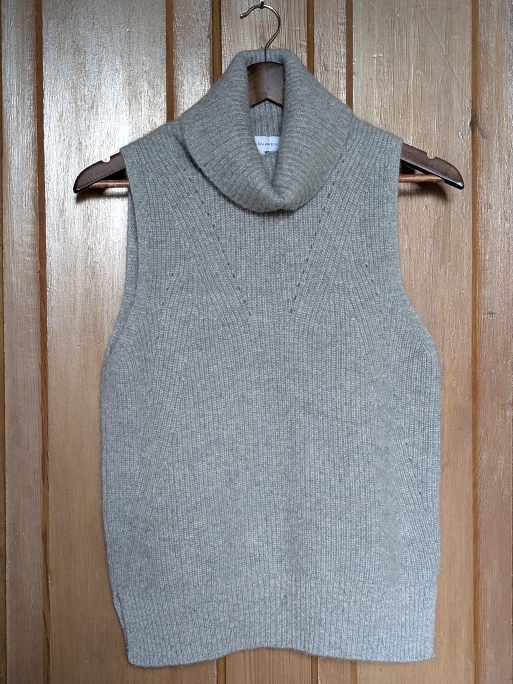White Warren Cashmere Sleeveless Turtleneck Knit Sweater Vest - Gray Size S
